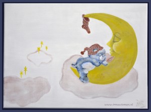 #kinderkamer #babykamer #schilderij #troetelbeertje #maan #acrylschilderijopdoek #kinderkamer #araacrylverf #royaltalens #muurdecoratie #irmawisman #expositie #irmawismanvanrooijen #nederland