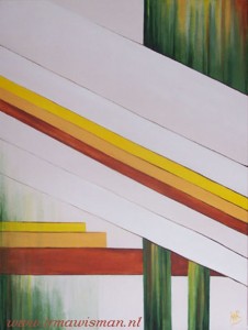 #abstract #abstractpaintingoncanvas #lijnen #acrylpaintingoncanvas #groen #green #geel #yellow #bruin #brown #muurdecoratie #royaltalens #winsonandnewton #araacrylpaint #irmawisman #irmawismanvanrooijen #nederland #dutch